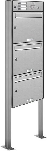 AL Briefkasten-System für 3 Parteien, freistehend, silberfarben, B/H/T: 153,549 x 170,0 x 11,6 cm - Bild 1