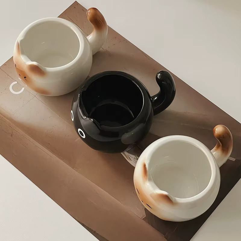 Keramik Tasse JUSTINLAU in Form einer Siamesischen Katze, Schwarz-Weiß - Bild 4
