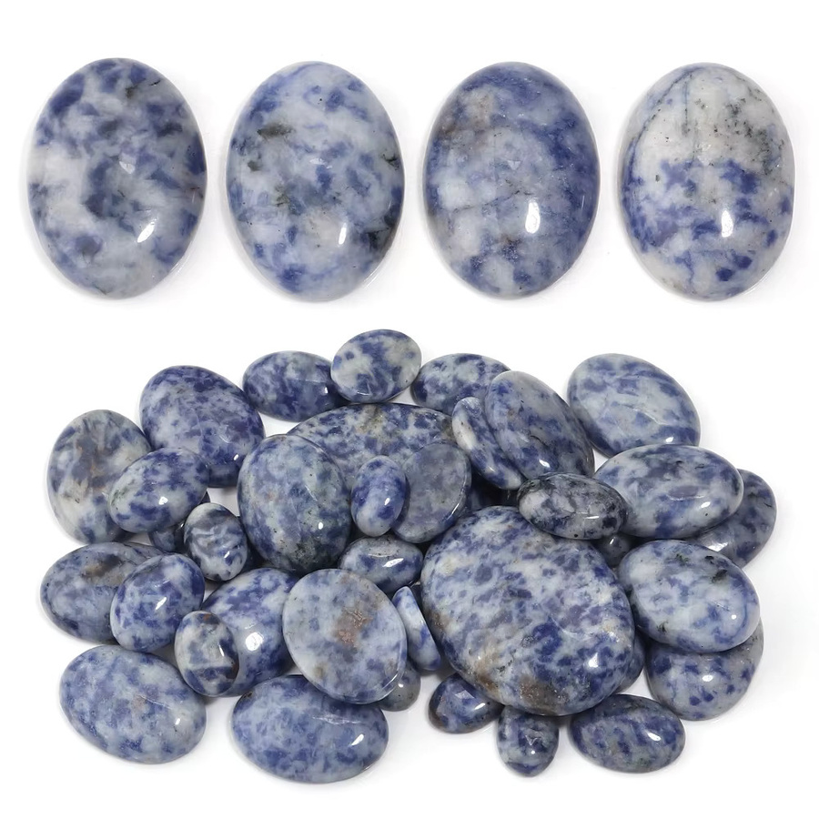 Louleur Naturstein-Cabochons, blauer Punktstein, oval, lose Perlen - Bild 3