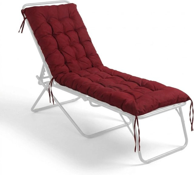 Relaxdays Bankauflage aus Polyester in Rot, gesteppt mit Bindebändern, B/T: 160 x 50 cm - Bild 1