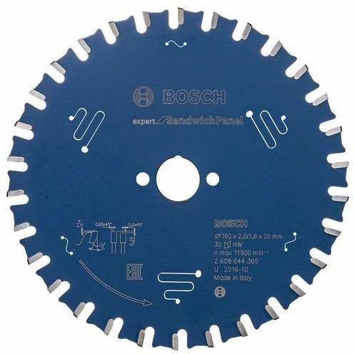 Bosch Expert Kreissägeblatt für Sandwichpaneele, Carbide-Tipped, Blau, Durchmesser: 160 mm, Bohrung: 20 mm, Breite: 1,6 mm, 30 Zähne - Bild 1