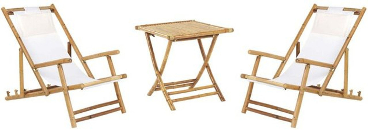 BELIANI Bistro Set Atrani/Molise aus Bambusholz in Hellbraun mit Polsterung im Bohemian Stil - Bild 1