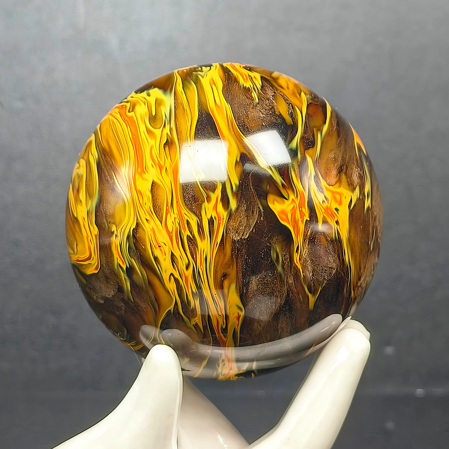 CrystalHola Tigerfell Schmuckkugel aus gelbem Quarz als Dekorationsobjekt - Bild 3