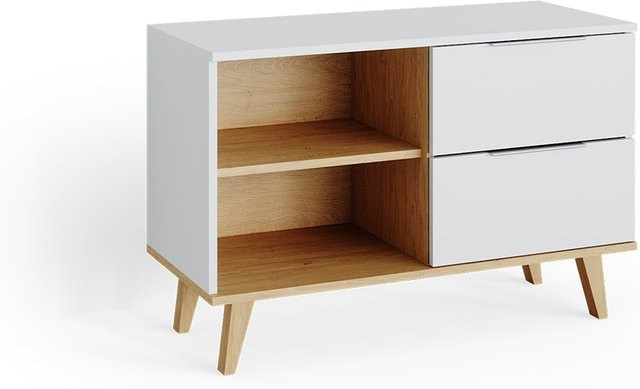 VICCO Nautica Sideboard Kommode im skandinavischen Design, Weiß und Eiche - Bild 1