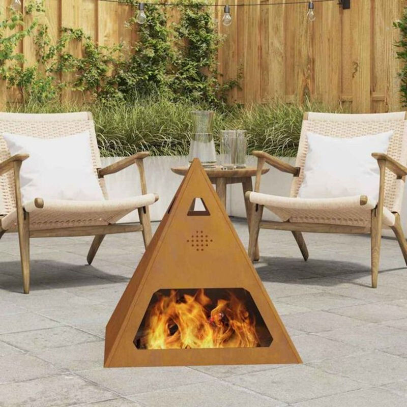 Vidaxl Feuerplatz aus witterungsbeständigem Stahl in Braun, B/T/H: 50 x 50 x 51 cm - Bild 1