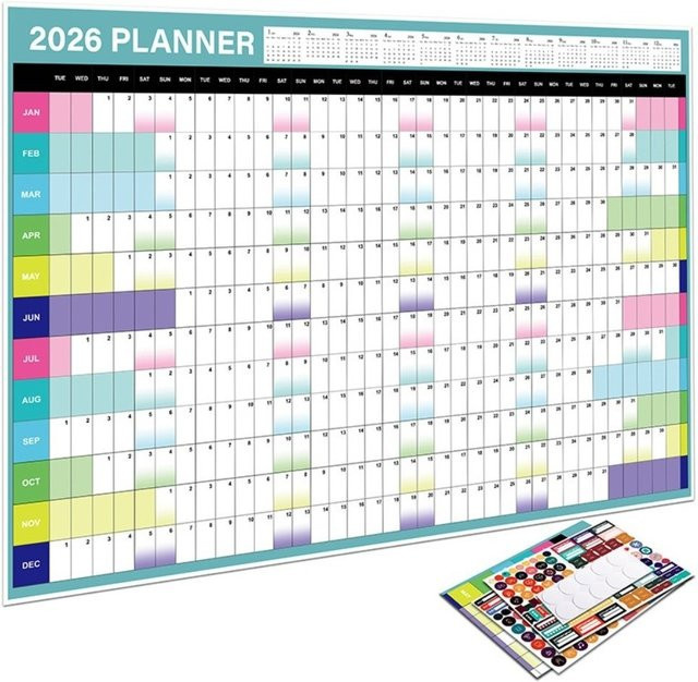 Großer Wandkalender 2026 als Jahresplaner und Agenda-Organizer in Mehrfarbig - Bild 1