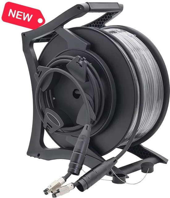 Yinyu SND113 CAT6A Ethernet LAN Kabeltrommel in Schwarz mit Verriegelung und Kurbel für professionelle Netzwerkinstallationen - Bild 1