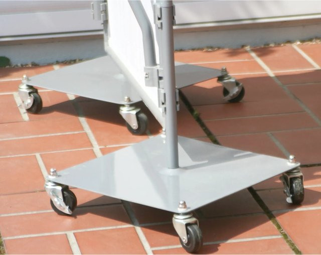 Floracord PEDDY SHIELD Paravent Fußplatte rollbar aus Metall, silberfarben, Länge: 35 cm - Bild 1