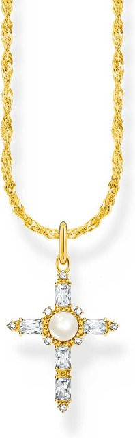 Thomas Sabo Kette mit Kreuz Anhänger, 925 Silber, vergoldet, Damen - Bild 1