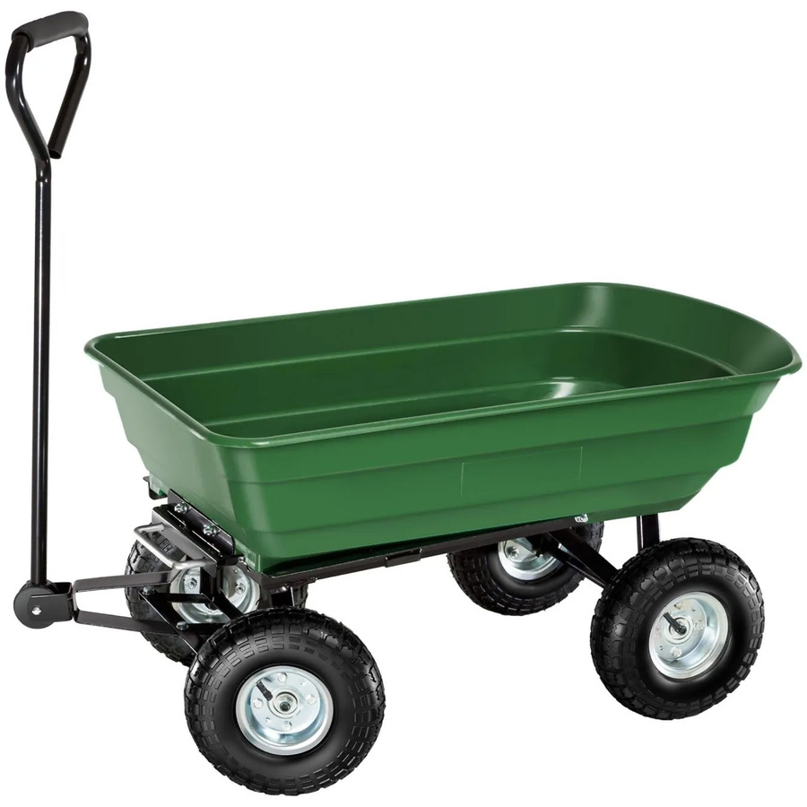 tectake Bollerwagen mit Kippfunktion und Luftreifen in Grün, B/T/H: 110 x 50 x 52 cm, Belastbarkeit 300 kg - Bild 2