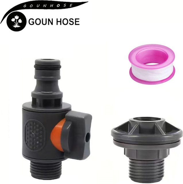 HOUN HOSE Nippel-Tankhahnadapter mit Grobgewinde und Schlauchanschluss, 3/4 Zoll (16 mm), Schwarz - Bild 1