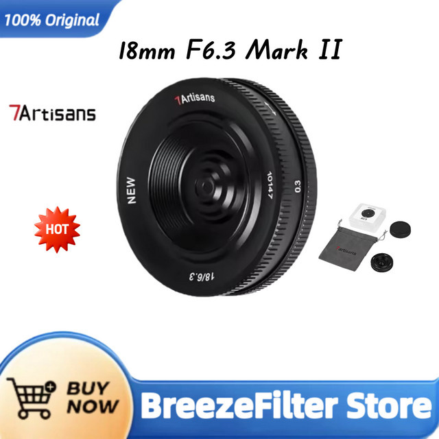 7artisans UFO Mark II 18mm F6.3 APS-C Manuelles Objektiv für Fuji X Sony E Nikon Z M4/3 Mount, Schwarz - Bild 1