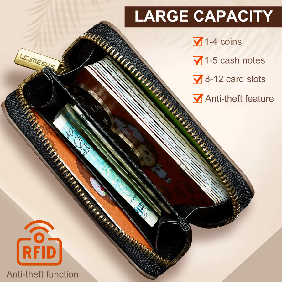 Magnetische Leder-Handytasche mit Reißverschluss und Kartensteckplatz für iPhone 17, Samsung Galaxy, Google und Xiaomi in Schwarz - Bild 3