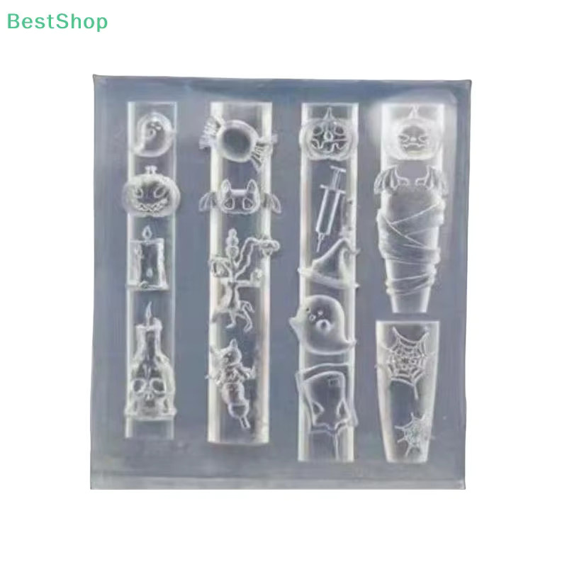 HNKMP Nagelform 3D Silikon Halloween Kürbis Spinne Relief, Transparent - Bild 5