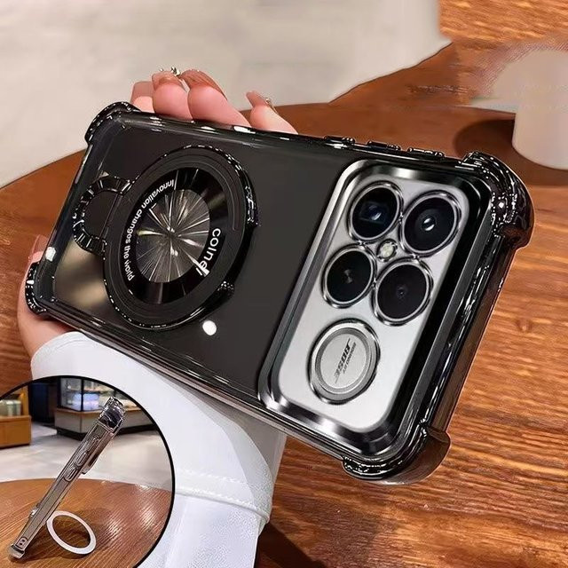 Transparente Schutzhülle für Xiaomi POCO F8, F8 Pro und F8 Ultra mit magnetischer Rückseite und integriertem Vier-Ecken-Ständer - Bild 1