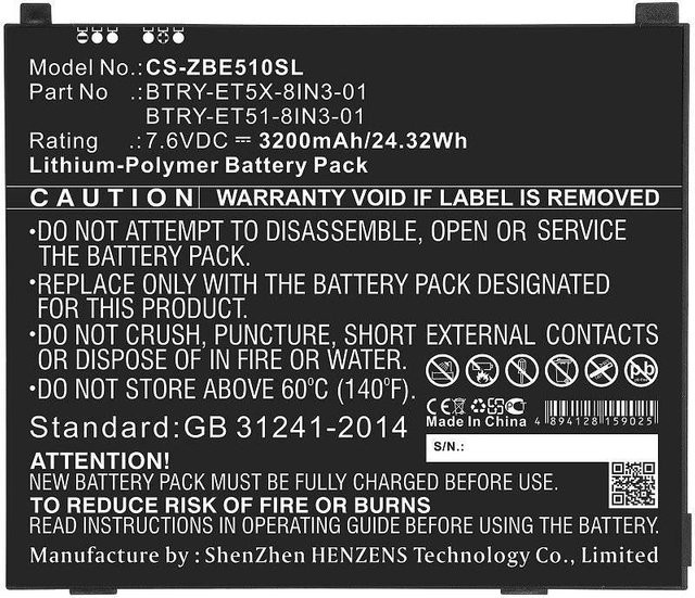 CoreParts Ersatzakku für Zebra Tablet MBXTAB-BA147, Schwarz, 3200 mAh - Bild 1