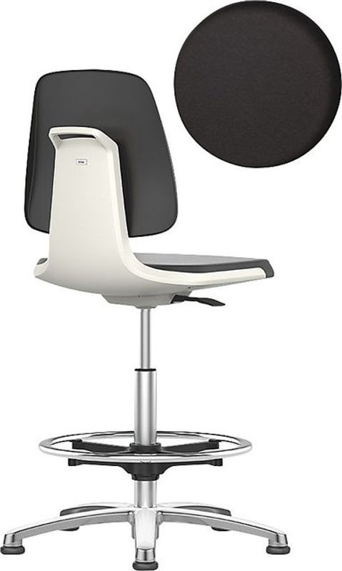 Bimos Arbeitsstuhl Labsit mit Skintec Polsterung und Fußring in Weiß, B/T/H: 45 x 42 x 52 - 77 cm - Bild 2
