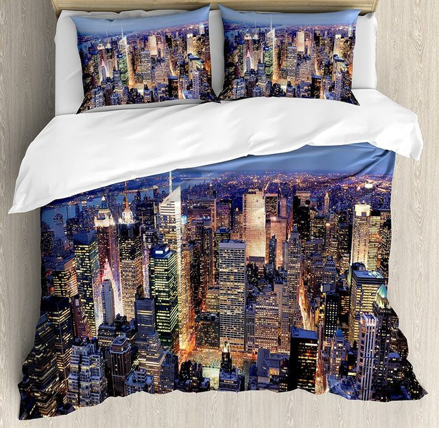 3-teiliges Bettwäscheset JMG Household Supplies Business Stadtlandschaft New York in Schwarzweiß mit Reißverschluss, B/H: 135 x 200 cm - Bild 1