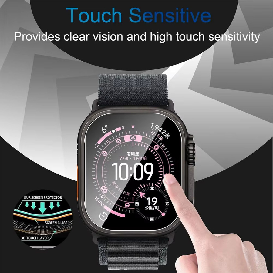 Displayschutzfolie für Apple Watch Ultra 3 49 mm, gehärtetes Glas - Bild 3