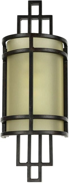 Licht-Erlebnisse Wandlampe im Art Deco Stil aus Glas und Metall in Bronze Antik und Creme, Höhe: 38,7 cm, Fassung E27 - Bild 1
