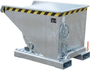 Bauer Südlohn Spänebehälter EXPO-E 300, feuerverzinkter Späne-Kippbehälter mit Siebblech, öl- und wasserdicht, staplertauglich, Farbe: Silber, B: 77,0 cm, H: 126,0 cm, T: 83,5 cm - Bild 1