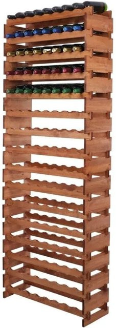PROREGAL Weinregal VINOTECA FLEX aus massivem Kiefernholz, Braun geölt, 16 Ebenen für 128 Flaschen, H x B x T: 219 x 84 x 28 cm - Bild 1