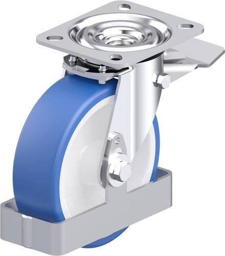 Blickle L-POTHs 125G-ST-FS Stahlblech-Lenkrolle in Blau mit 125 mm Rad-Durchmesser und 250 kg Tragfähigkeit - Bild 1
