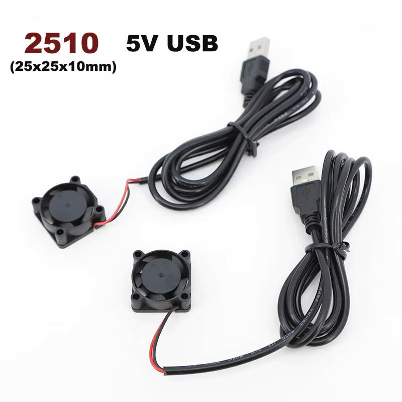 Gakaki USB-Lüfter 2510 DC 5V Bürstenloser PC-Gehäuse-Kühler für Raspberry Pi, Schwarz, B/T/H: 25 x 25 x 2,5 mm - Bild 3