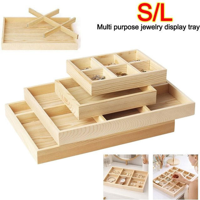Stapelbare Schmuck-Aufbewahrungsbox aus Holz in Braun als Schmuckpräsentationstablett und Kartenbox - Bild 1
