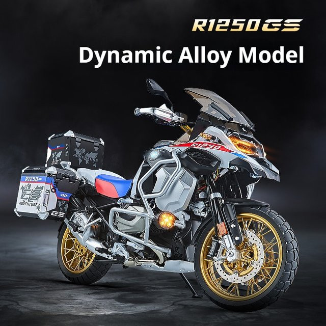 BMW GS R1250 ADV Motorradmodell aus Legierung in Schwarz mit Sprühfunktion im Maßstab 1:7 - Bild 1
