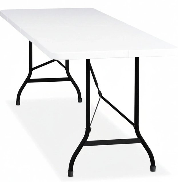 Relaxdays Klappbarer Gartentisch aus Kunststoff und Stahl in Weiß/Schwarz, B/T/H: 220 x 75 x 68 cm - Bild 1