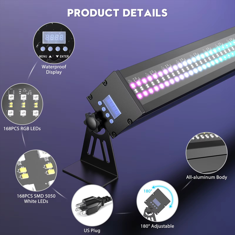 U'King 2er-Set LED-Wandfluter 100 W wasserdicht mit DMX512 und 336 RGB LEDs für DJ, Party und Club - Bild 5