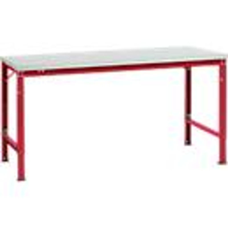 Manuflex Arbeits-Grundtisch UNIVERSAL Spezial mit Kunststoffplatte, Rubin-Rot und Lichtgrau, B/T/H: 175 x 100 x 72,2-102,2 cm - Bild 3