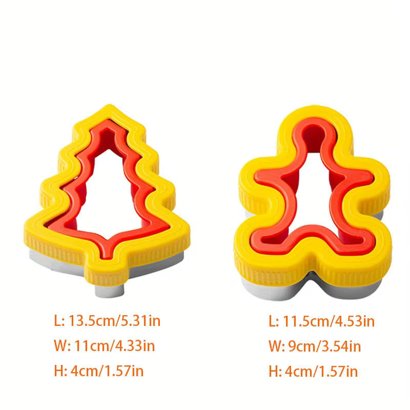 2er-Set Edelstahl Ausstecher aus Weihnachtsbaum und Lebkuchenmann für Sandwich, Cookies und Gebäck - Bild 2