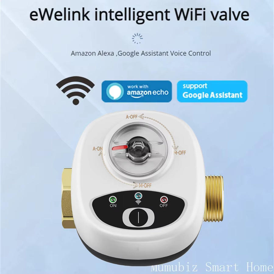 Smart-Ventil mumubiz WLAN Kugelventil für Wasser und Gas mit EWelink App Steuerung und Alexa-Kompatibilität DN15 DN20 DN25 in Gold und Weiß - Bild 2