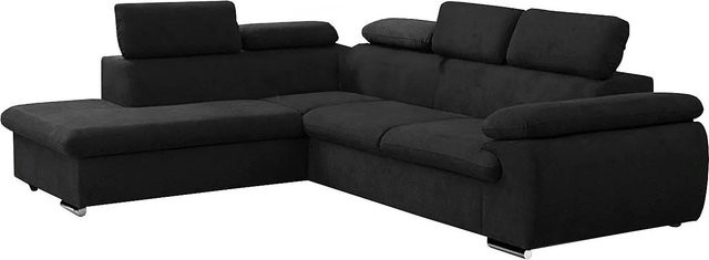 Vente-unique Schlafsofa Fabien in Schwarz mit L-Form und Ausziehfunktion - Bild 1