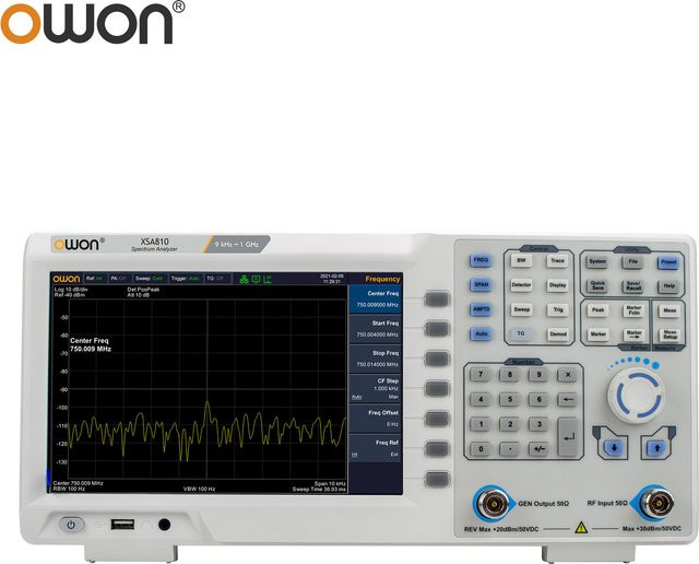 OWON XSA800-Serie Spektrumanalysator mit 9 Zoll LCD-Display, Frequenzbereich 9 kHz bis 1,5 GHz, Farbe: Weiß - Bild 1