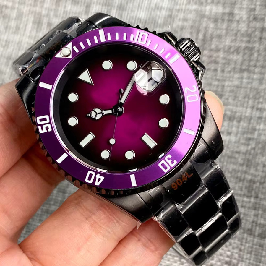 Tandorio Armbanduhr, Taucheruhr, Automatik, Edelstahl, 40 mm, Herren, Lila Zifferblatt - Bild 2