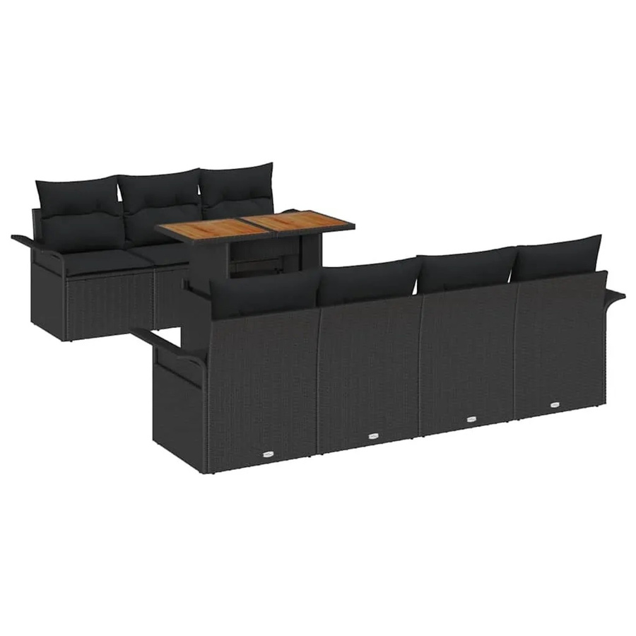 vidaXL Garten-Sofa-Set 8-tlg. in Schwarz mit Kissen, L-Form, Poly-Rattan und pulverbeschichtetem Stahl mit Stauraumfunktion - Bild 2