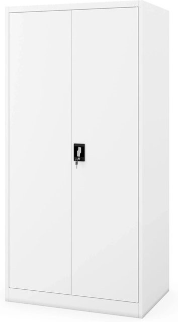 JAN NOWAK Hauswirtschaftsschrank DAWID D600 Weiß, abschließbarer Stahlschrank mit Regalböden und Kleiderstange, H x B x T: 185 x 90 x 60 cm - Bild 1
