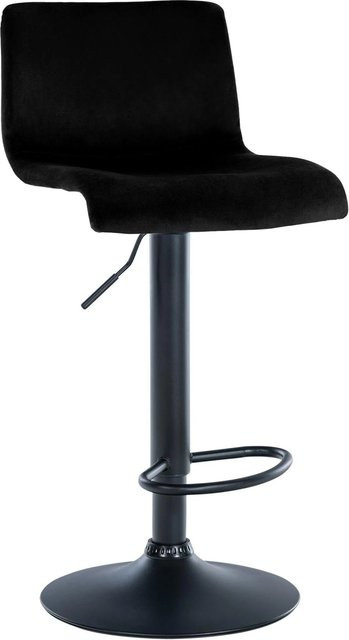 DELUKE Barhocker PESAN in Schwarz aus Samt, höhenverstellbarer Barstuhl mit Lehne und 360 Grad Drehsitz, B/T/H: 39 x 36 x 83 cm - Bild 1