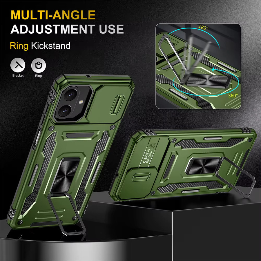 Slide Kamera Schutz Handyhülle für Samsung Galaxy A56 A55 A36 A35 A26 A25 A17 A16 A15 A07 A06 A05S mit 360 Grad Schutz und Kickstand in Rot und Grün - Bild 2