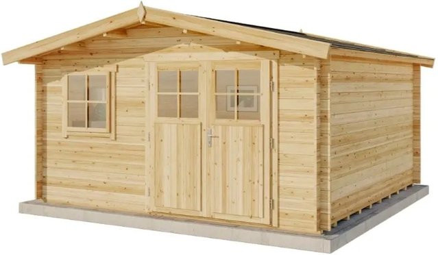 Alpholz Gartenhaus Set Valeria-28 aus imprägnierter Pinie in Braun inklusive Dacheindeckung und Fußboden, B/T: 428 x 427 cm - Bild 1