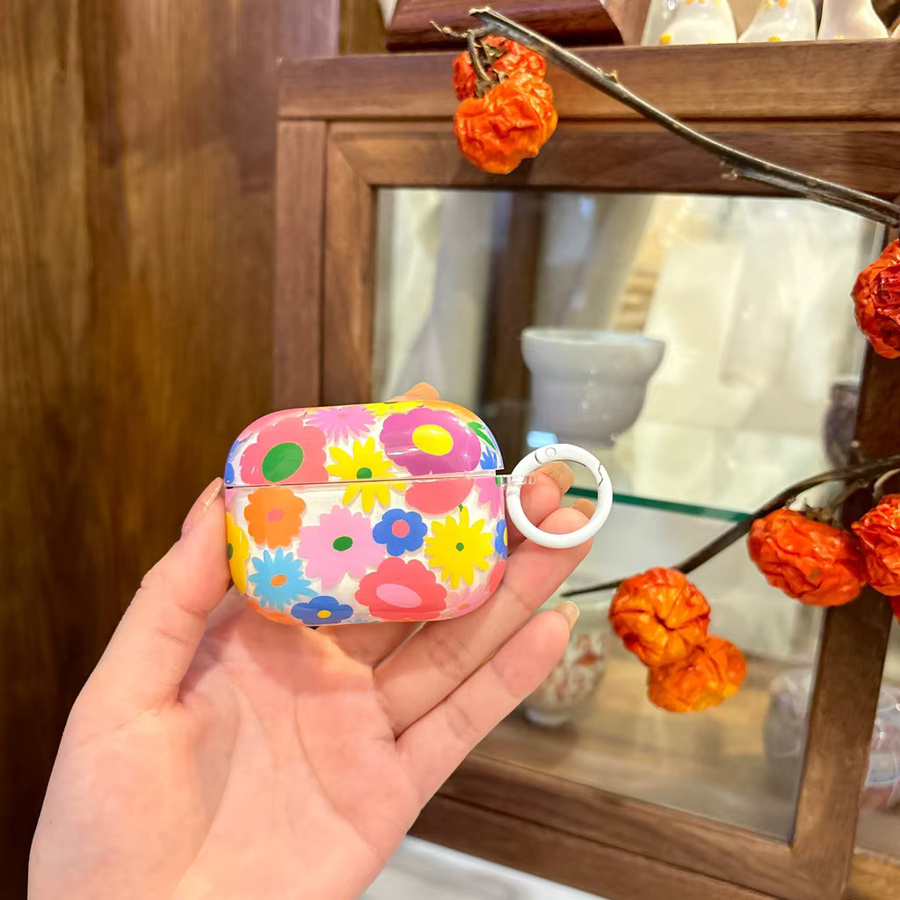Girl Series Kopfhörerhülle mit Blumen-Design und Haken für Apple AirPods 1, 2, 3, 4 und Pro 2, Mehrfarbig - Bild 4