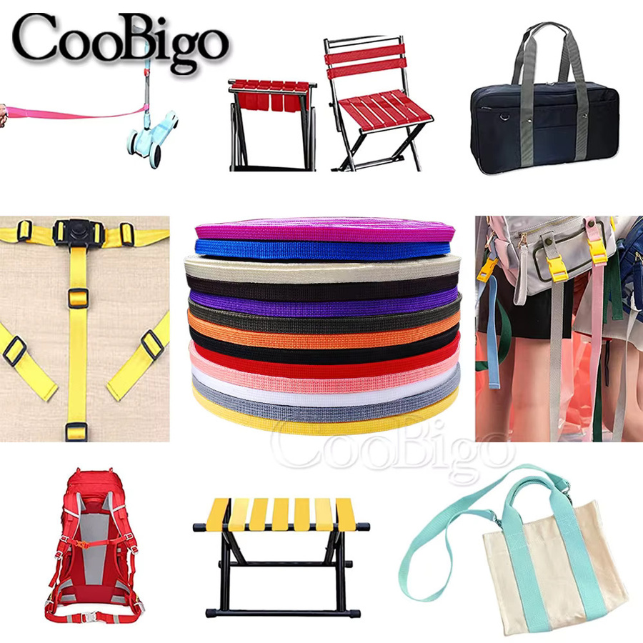 CooBigo Polypropylen-Gurtband aus Stoff in Bunt, 10 mm Breite, DIY-Bastelzubehör zum Nähen von Taschen, Rucksäcken und Schleifen - Bild 3
