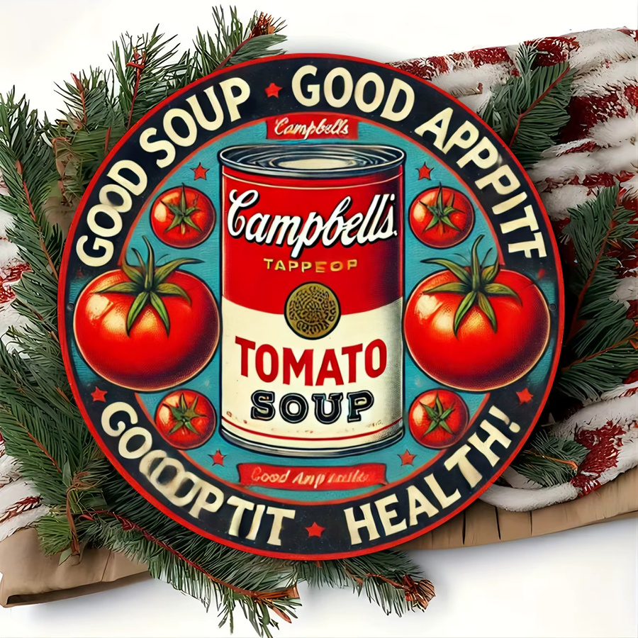 Potdemiel Vintage Campbell's Tomato Soup Rundes Metallschild Durchmesser: 20,3 cm - Bild 5