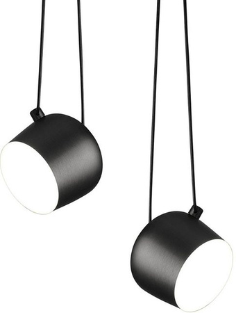 Flos Aim Small LED-Pendelleuchte 2er-Set in Schwarz aus Aluminium mit warmweißem Licht (2700K)