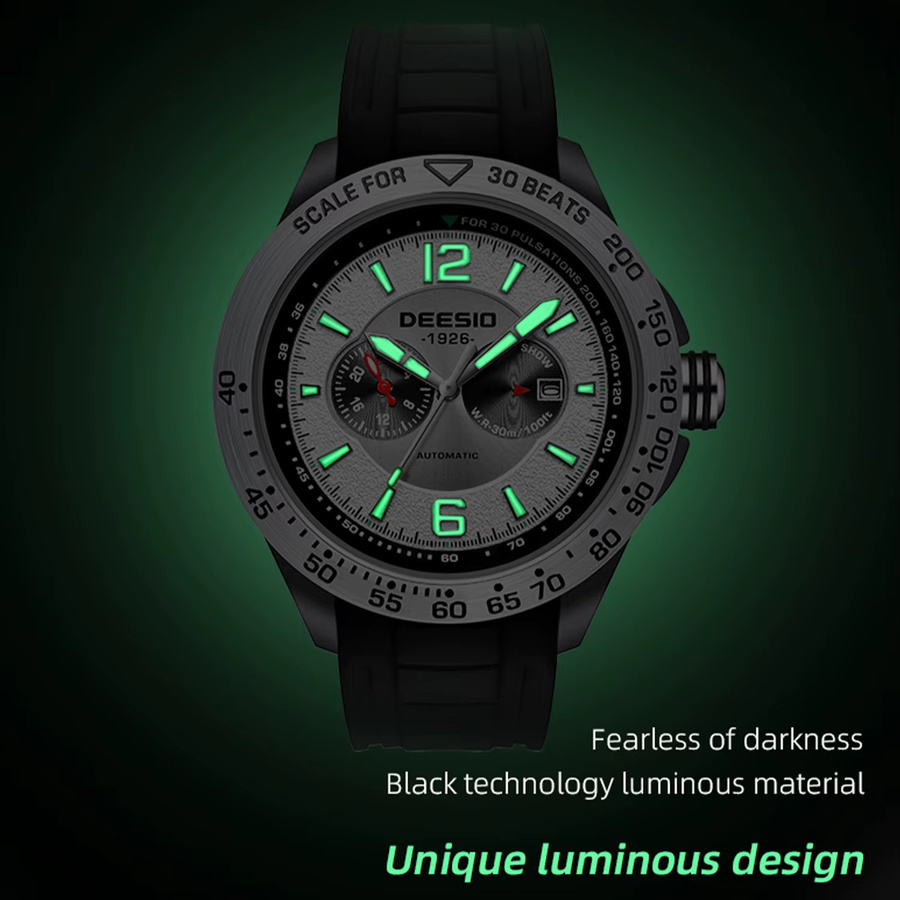 Deesio Armbanduhr Automatik, Kohlefaser, Silikon, Herren - Bild 4