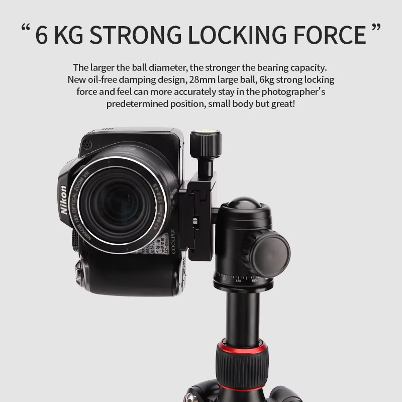 FM5S Tragbares Mini-Stativ in Schwarz mit 360-Grad-Kugelkopf für Kamera, DSLR und SLR - Bild 5