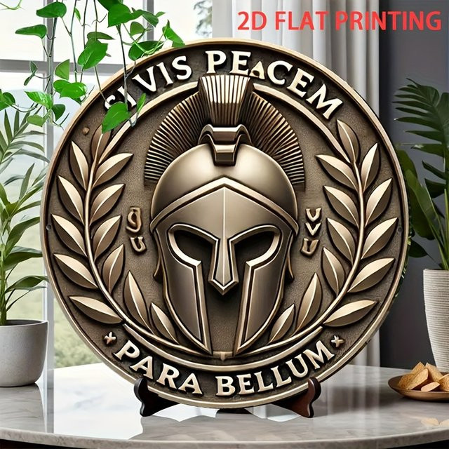 Potdemiel Wanddekoration If You Want Peace Prepare for War Runde Metall-Wandgestaltung in Gold im Vintage-Stil, Durchmesser: 20 cm - Bild 1